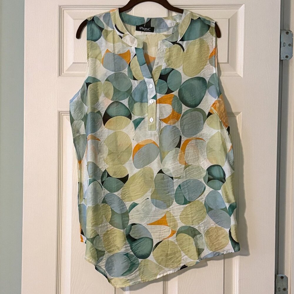 Papa VanCouver Semi Sheer Flowy Summer Tunic Blouse  Size XL(?)